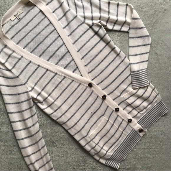 Madewell Sweaters - Madewell The Pocket Cardigan White Gray Stripe